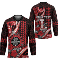 Personalized Hawaii Lahainaluna High School Hockey Jersey Tribal Tattoo With Hibiscus Flowers