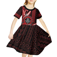 Personalized Hawaii Lahainaluna High School Kid Short Sleeve Dress Tribal Tattoo With Hibiscus Flowers