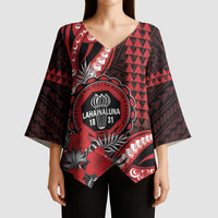Personalized Hawaii Lahainaluna High School Kimono Sleeve Blouse Tribal Tattoo With Hibiscus Flowers