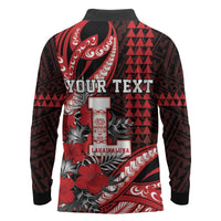 Personalized Hawaii Lahainaluna High School Long Sleeve Polo Shirt Tribal Tattoo With Hibiscus Flowers