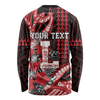Personalized Hawaii Lahainaluna High School Long Sleeve Shirt Tribal Tattoo With Hibiscus Flowers