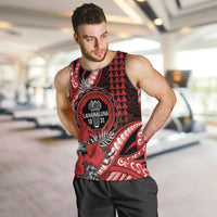 Personalized Hawaii Lahainaluna High School Men Tank Top Tribal Tattoo With Hibiscus Flowers LT05 Red - Polynesian Pride
