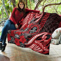 Hawaii Lahainaluna High School Quilt Tribal Tattoo With Hibiscus Flowers
