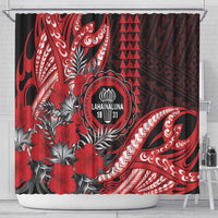Hawaii Lahainaluna High School Shower Curtain Tribal Tattoo With Hibiscus Flowers