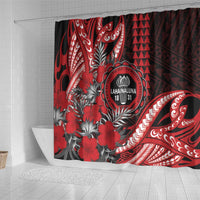 Hawaii Lahainaluna High School Shower Curtain Tribal Tattoo With Hibiscus Flowers