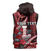 Personalized Hawaii Lahainaluna High School Sleeveless Hoodie Tribal Tattoo With Hibiscus Flowers