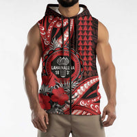 Personalized Hawaii Lahainaluna High School Sleeveless Zip Hoodie Tribal Tattoo With Hibiscus Flowers