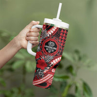 Personalized Hawaii Lahainaluna High School Tumbler With Handle Tribal Tattoo With Hibiscus Flowers LT05 - Polynesian Pride