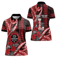Personalized Hawaii Lahainaluna High School Women Polo Shirt Tribal Tattoo With Hibiscus Flowers