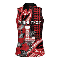 Personalized Hawaii Lahainaluna High School Women Sleeveless Polo Shirt Tribal Tattoo With Hibiscus Flowers