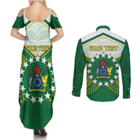Personalised Cook Islands Ra o te Ui Ariki Couples Matching Summer Maxi Dress and Long Sleeve Button Shirt Polynesian Pattern LT05 - Polynesian Pride