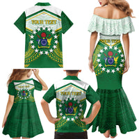 Personalised Cook Islands Ra o te Ui Ariki Family Matching Mermaid Dress and Hawaiian Shirt Polynesian Pattern