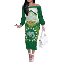 Personalised Cook Islands Ra o te Ui Ariki Family Matching Off The Shoulder Long Sleeve Dress and Hawaiian Shirt Polynesian Pattern