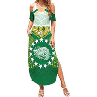 Personalised Cook Islands Ra o te Ui Ariki Family Matching Summer Maxi Dress and Hawaiian Shirt Polynesian Pattern