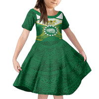 Personalised Cook Islands Ra o te Ui Ariki Kid Short Sleeve Dress Polynesian Pattern