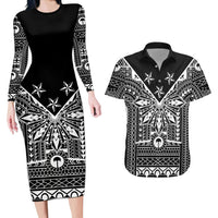 Black Philippines Sun Star Couples Matching Long Sleeve Bodycon Dress and Hawaiian Shirt Igorot Tribal Inspiration