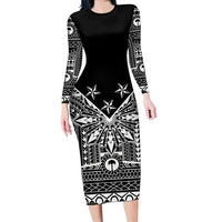 Black Philippines Sun Star Family Matching Long Sleeve Bodycon Dress and Hawaiian Shirt Igorot Tribal Inspiration