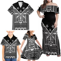 Black Philippines Sun Star Family Matching Off Shoulder Maxi Dress and Hawaiian Shirt Igorot Tribal Inspiration