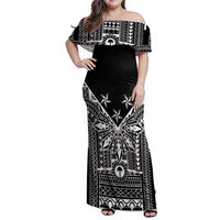 Black Philippines Sun Star Family Matching Off Shoulder Maxi Dress and Hawaiian Shirt Igorot Tribal Inspiration