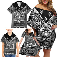 Black Philippines Sun Star Family Matching Off Shoulder Short Dress and Hawaiian Shirt Igorot Tribal Inspiration