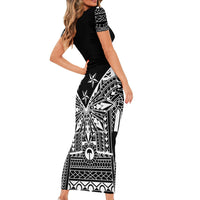Black Philippines Sun Star Family Matching Short Sleeve Bodycon Dress and Hawaiian Shirt Igorot Tribal Inspiration