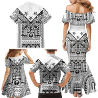 White Philippines Sun Star Family Matching Mermaid Dress and Hawaiian Shirt Igorot Tribal Inspiration