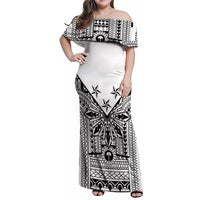 White Philippines Sun Star Family Matching Off Shoulder Maxi Dress and Hawaiian Shirt Igorot Tribal Inspiration