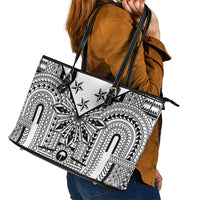 White Philippines Sun Star Leather Tote Bag Igorot Tribal Inspiration