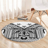 White Philippines Sun Star Round Carpet Igorot Tribal Inspiration