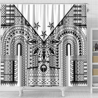 White Philippines Sun Star Shower Curtain Igorot Tribal Inspiration