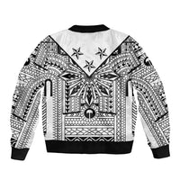 White Philippines Sun Star Sleeve Zip Bomber Jacket Igorot Tribal Inspiration