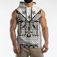 White Philippines Sun Star Sleeveless Hoodie Igorot Tribal Inspiration