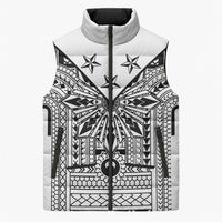 White Philippines Sun Star Sleeveless Puffer Jacket Igorot Tribal Inspiration