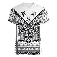 White Philippines Sun Star Women V-Neck T-Shirt Igorot Tribal Inspiration