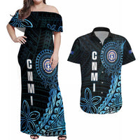 Personalized Northern Mariana Islands 78th Liberation Day Couples Matching Off Shoulder Maxi Dress and Hawaiian Shirt LT05 Blue - Polynesian Pride