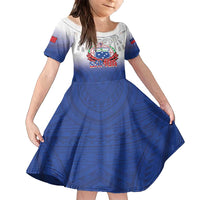 Custom Samoa Rugby 2024 Pacific Family Matching Summer Maxi Dress and Hawaiian Shirt Go Manu Samoa LT05 Daughter's Dress Blue - Polynesian Pride