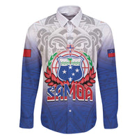 Custom Samoa Rugby 2024 Pacific Family Matching Summer Maxi Dress and Hawaiian Shirt Go Manu Samoa LT05 Dad's Shirt - Long Sleeve Blue - Polynesian Pride