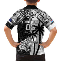 Custom New Zealand And Fiji Rugby 2024 Family Matching Summer Maxi Dress and Hawaiian Shirt Maori Kiwi With Fijian Palm Tree