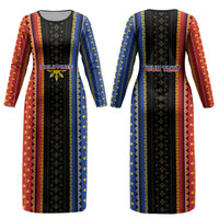 Personalised Philippines Filipinos Couples Matching Long Sleeve Bodycon Dress and Hawaiian Shirt Igorot Tribal Inspiration Pattern Style LT05 - Polynesian Pride