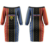 Personalised Philippines Filipinos Couples Matching Off The Shoulder Long Sleeve Dress and Long Sleeve Button Shirt Igorot Tribal Inspiration Pattern Style LT05 - Polynesian Pride