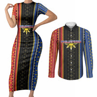 Personalised Philippines Filipinos Couples Matching Short Sleeve Bodycon Dress and Long Sleeve Button Shirt Igorot Tribal Inspiration Pattern Style