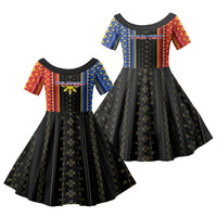 Personalised Philippines Filipinos Family Matching Short Sleeve Bodycon Dress and Hawaiian Shirt Igorot Tribal Inspiration Pattern Style