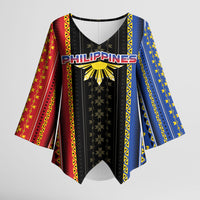 Personalised Philippines Filipinos Kimono Sleeve Blouse Igorot Tribal Inspiration Pattern Style LT05 Female Black - Polynesian Pride
