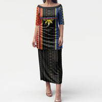 Personalised Philippines Filipinos Puletasi Igorot Tribal Inspiration Pattern Style LT05 Long Dress Black - Polynesian Pride