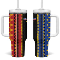 Philippines Filipinos Tumbler With Handle Igorot Tribal Inspiration Pattern Style LT05 One Size: 40 oz Black - Polynesian Pride