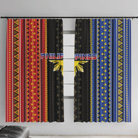 Philippines Filipinos Window Curtain Igorot Tribal Inspiration Pattern Style LT05 With Hooks Black - Polynesian Pride