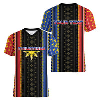 Personalised Philippines Filipinos Women V-Neck T-Shirt Igorot Tribal Inspiration Pattern Style LT05 - Polynesian Pride