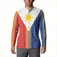 Philippines Sun Button Sweatshirt Igorot Tribal Inspiration LT05 - Polynesian Pride