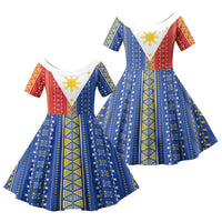 Philippines Sun Family Matching Mermaid Dress and Hawaiian Shirt Igorot Tribal Inspiration LT05 Daughter's Dress Colorful - Polynesian Pride