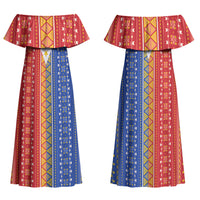 Philippines Sun Family Matching Off Shoulder Maxi Dress and Hawaiian Shirt Igorot Tribal Inspiration LT05 Mom's Dress Colorful - Polynesian Pride